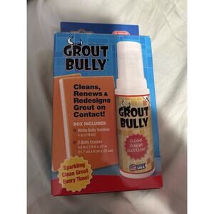NEW As Seen On TV Grout Bully WHITE Cleaning Kit Solution And Erasers Tile Grout